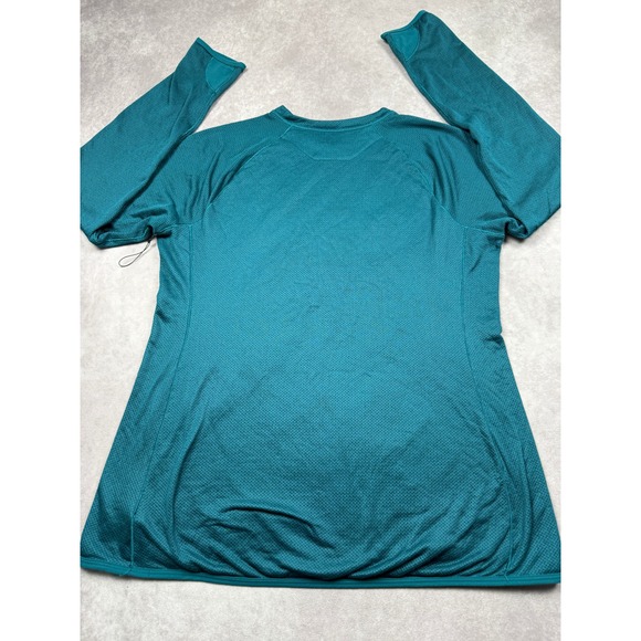 Mountain Hardwear Women L Teal Sleeve Fleece Lined Pullover Shirt Outdoor Active - Picture 2 of 16